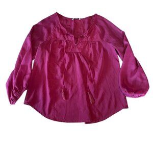 American Eagle Medium Top Purple Blouse Long Sleeve Shirt Minimalist AE Coquette
